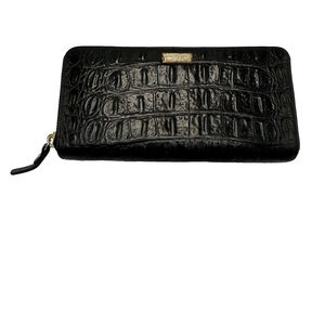 Kate Spade New York Black Leather Zip Around Wallet Crocodile Textured